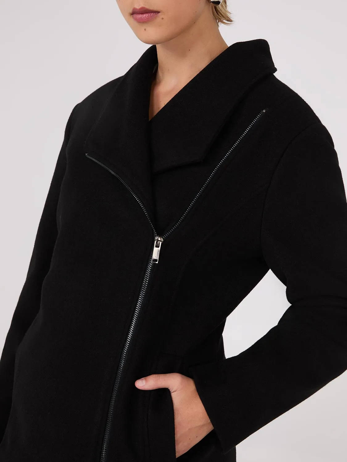 High Collar Zip-Front Car Coat