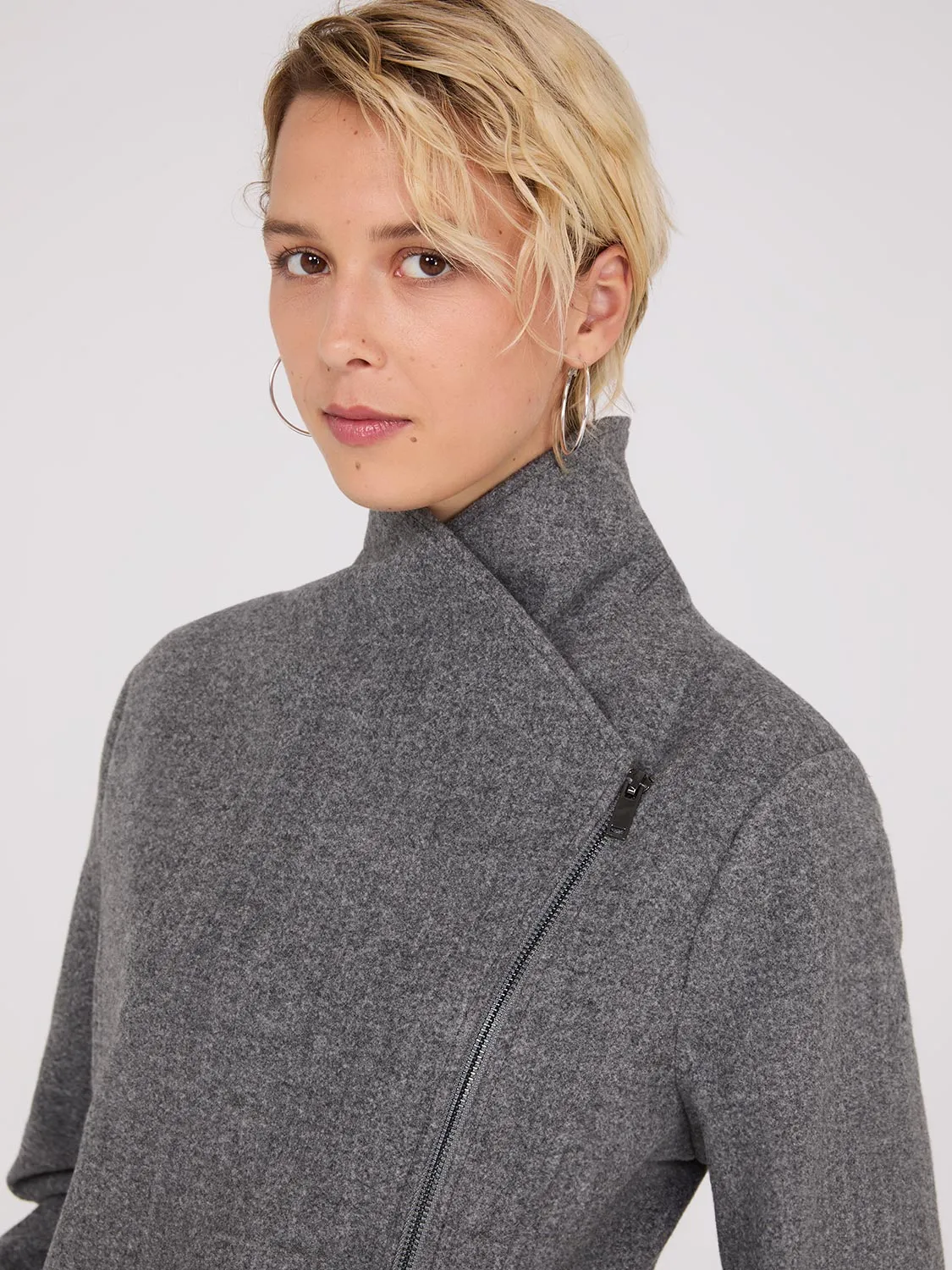High Collar Zip-Front Car Coat