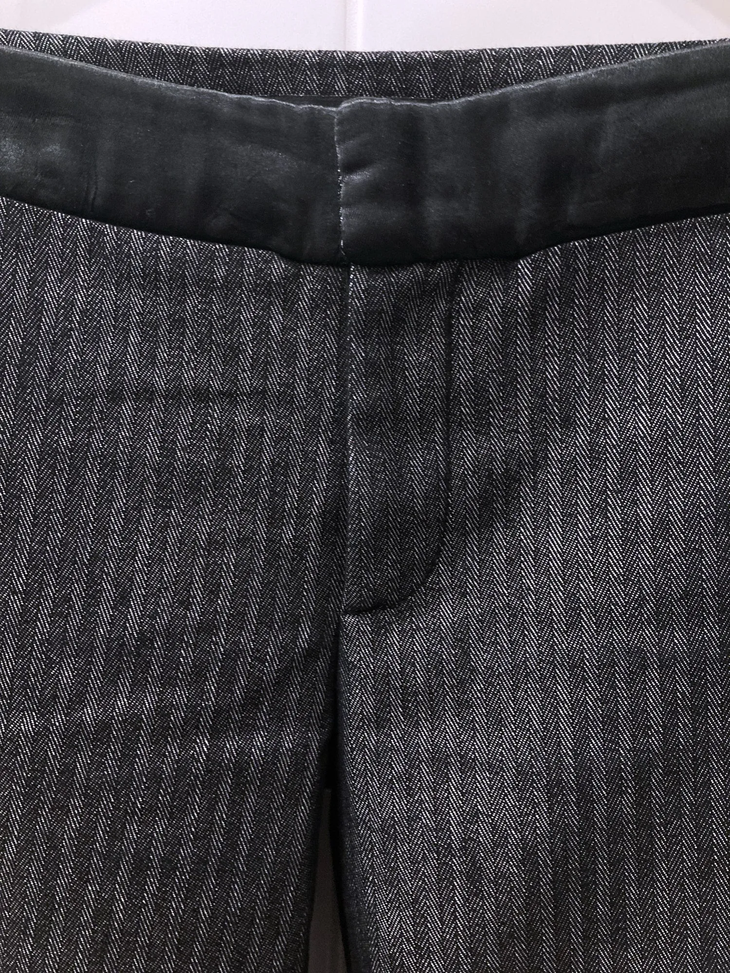 Jean Colonna grey herringbone contrast waistband trousers - size 38