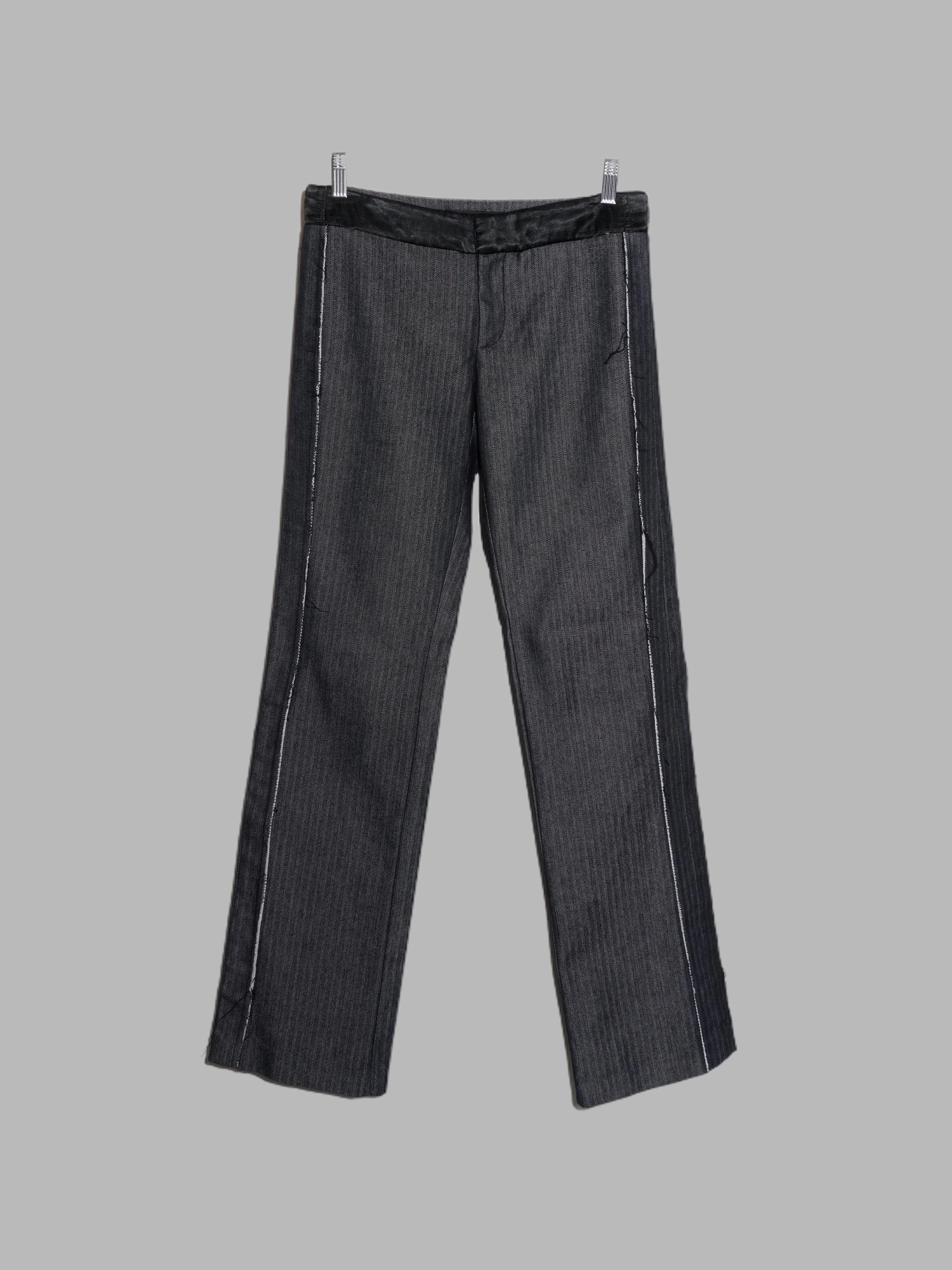 Jean Colonna grey herringbone contrast waistband trousers - size 38