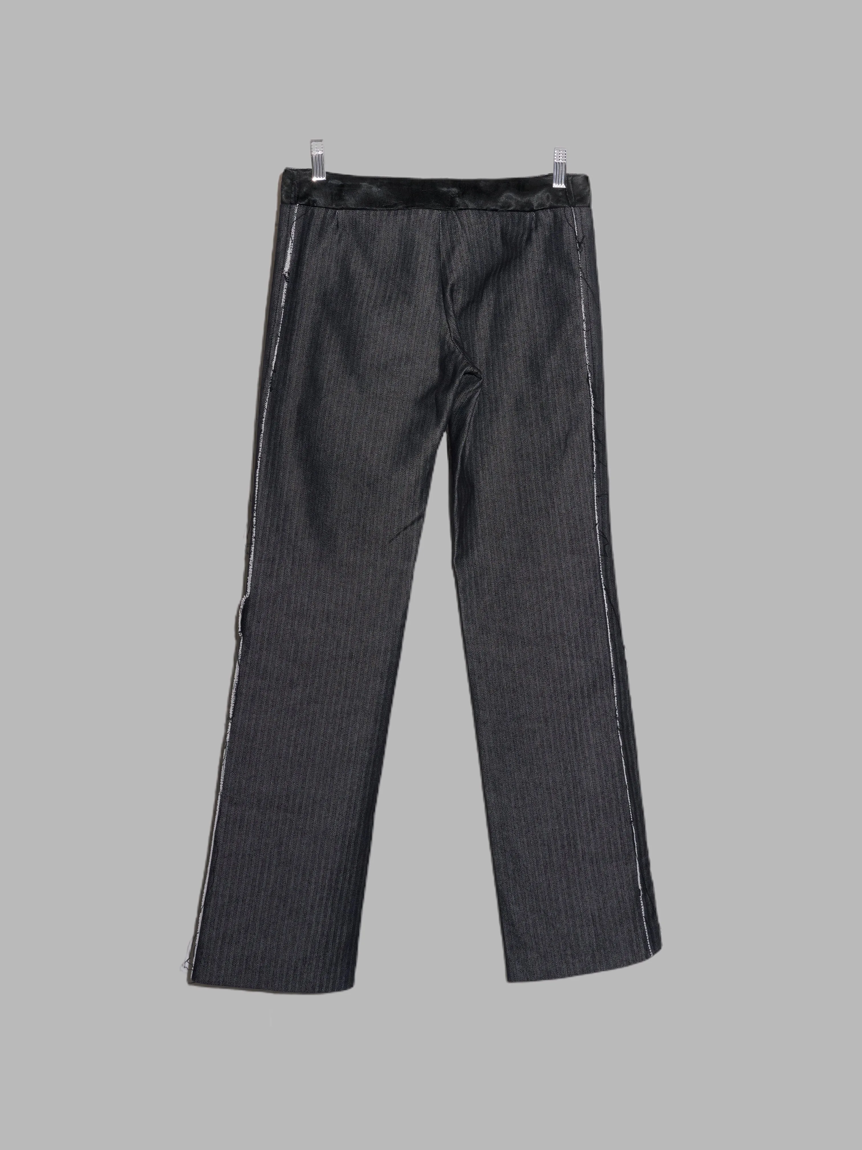 Jean Colonna grey herringbone contrast waistband trousers - size 38