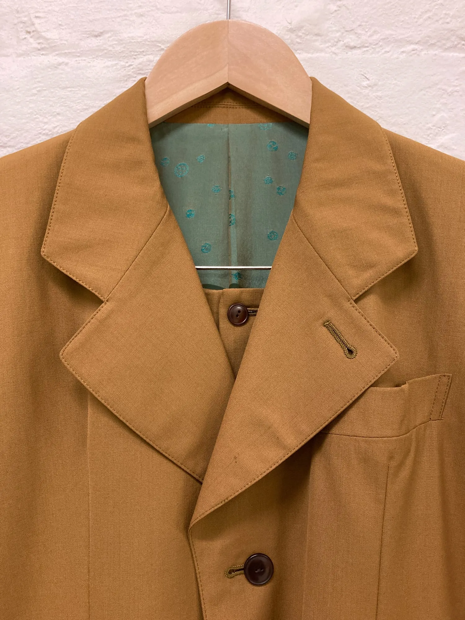 Jean Paul Gaultier Homme 1990s mustard wool three button trouser suit