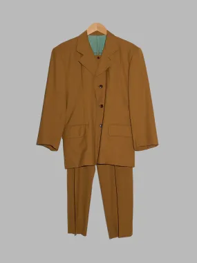Jean Paul Gaultier Homme 1990s mustard wool three button trouser suit