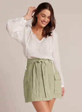 Linen Cargo Mini Skirt - Pale Palm