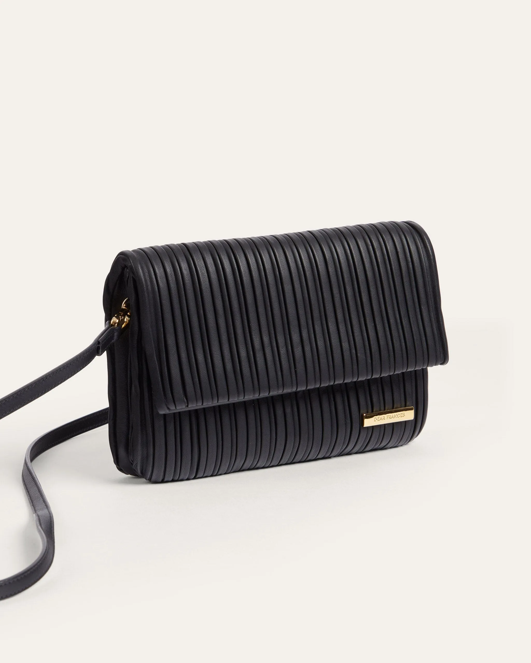 Mari Small Crossbody, Black Pleats