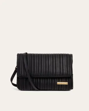 Mari Small Crossbody, Black Pleats