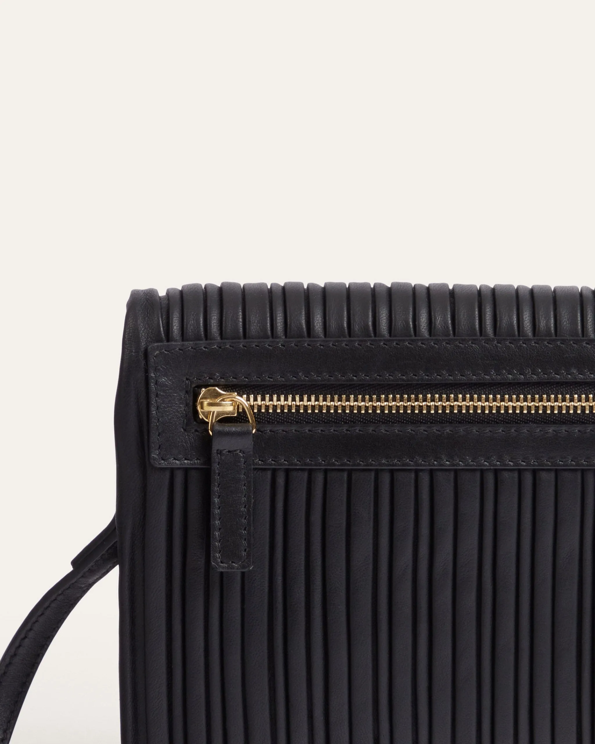 Mari Small Crossbody, Black Pleats