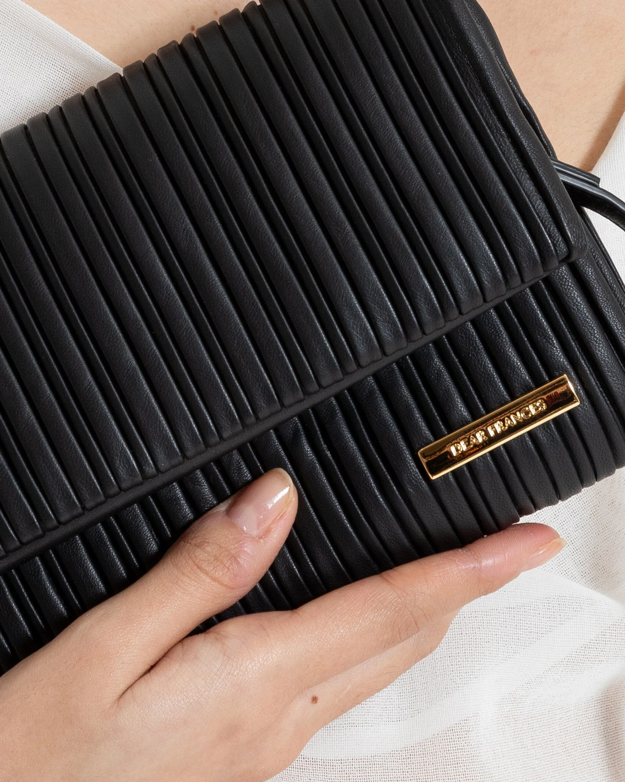 Mari Small Crossbody, Black Pleats