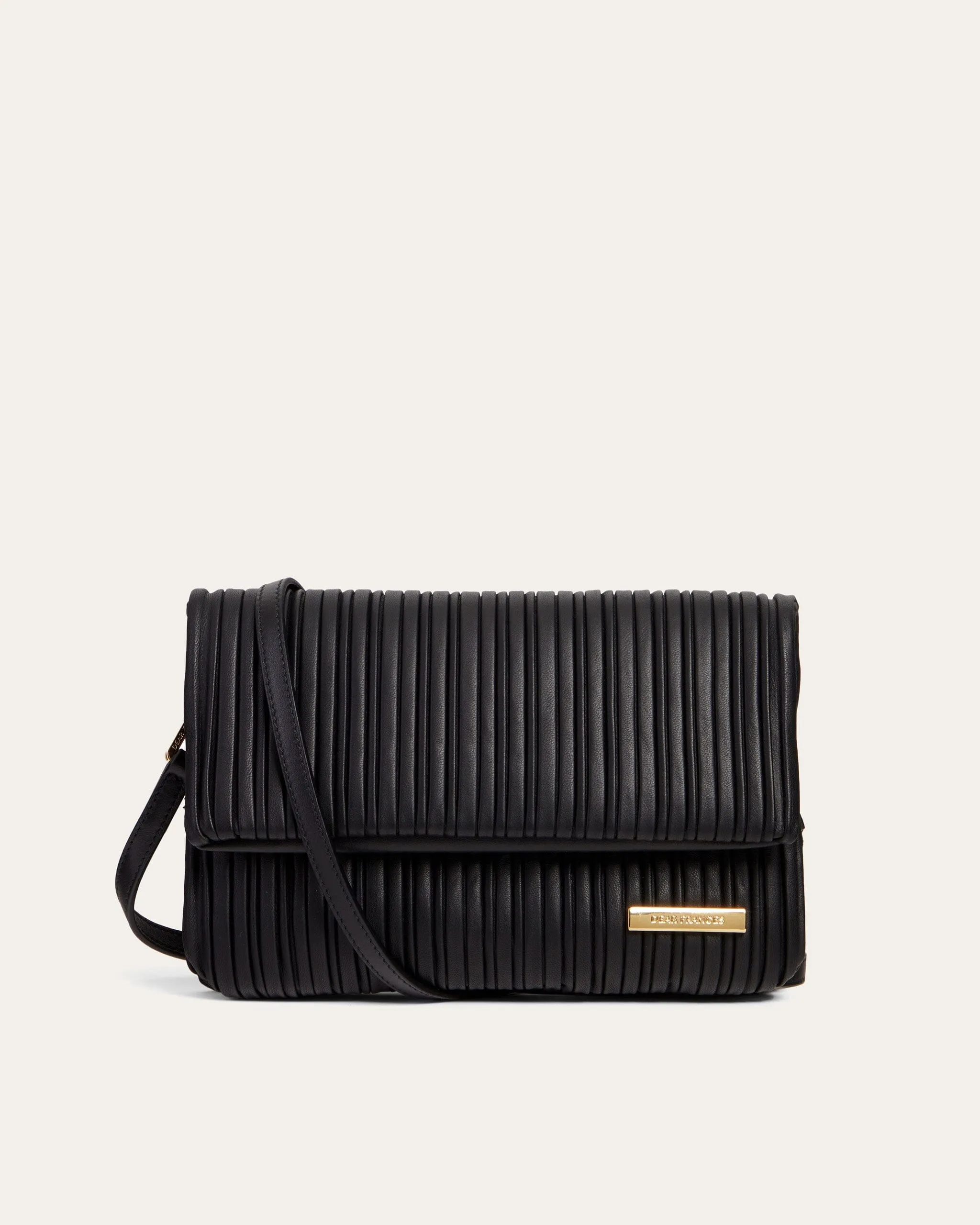 Mari Small Crossbody, Black Pleats