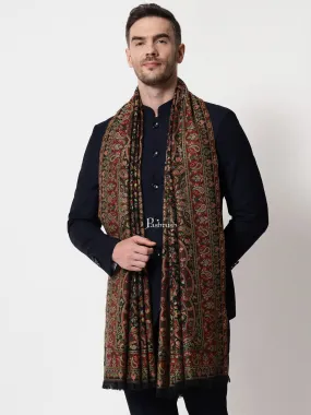 Pashtush mens faux pashmina stole, ethnic weave design, Multicolour