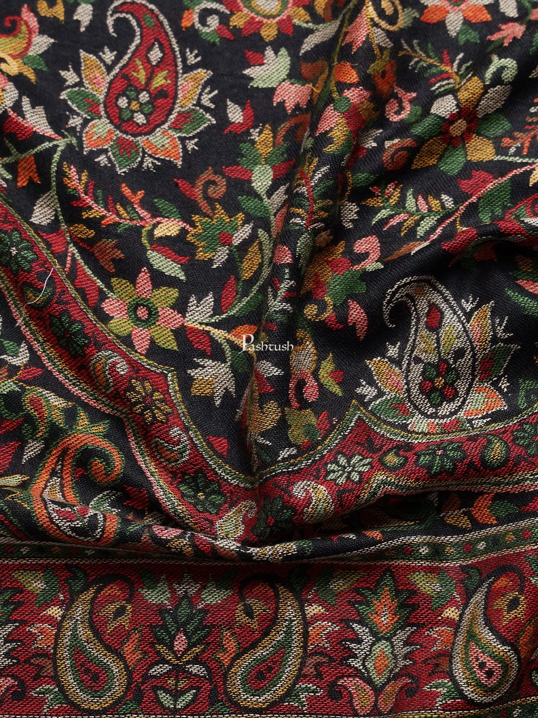 Pashtush mens faux pashmina stole, ethnic weave design, Multicolour