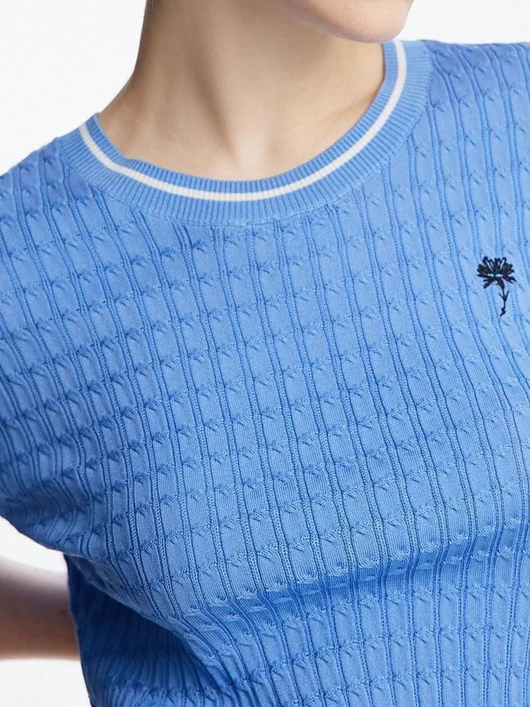 Pink Jacquard Vintage Women Knit Top
