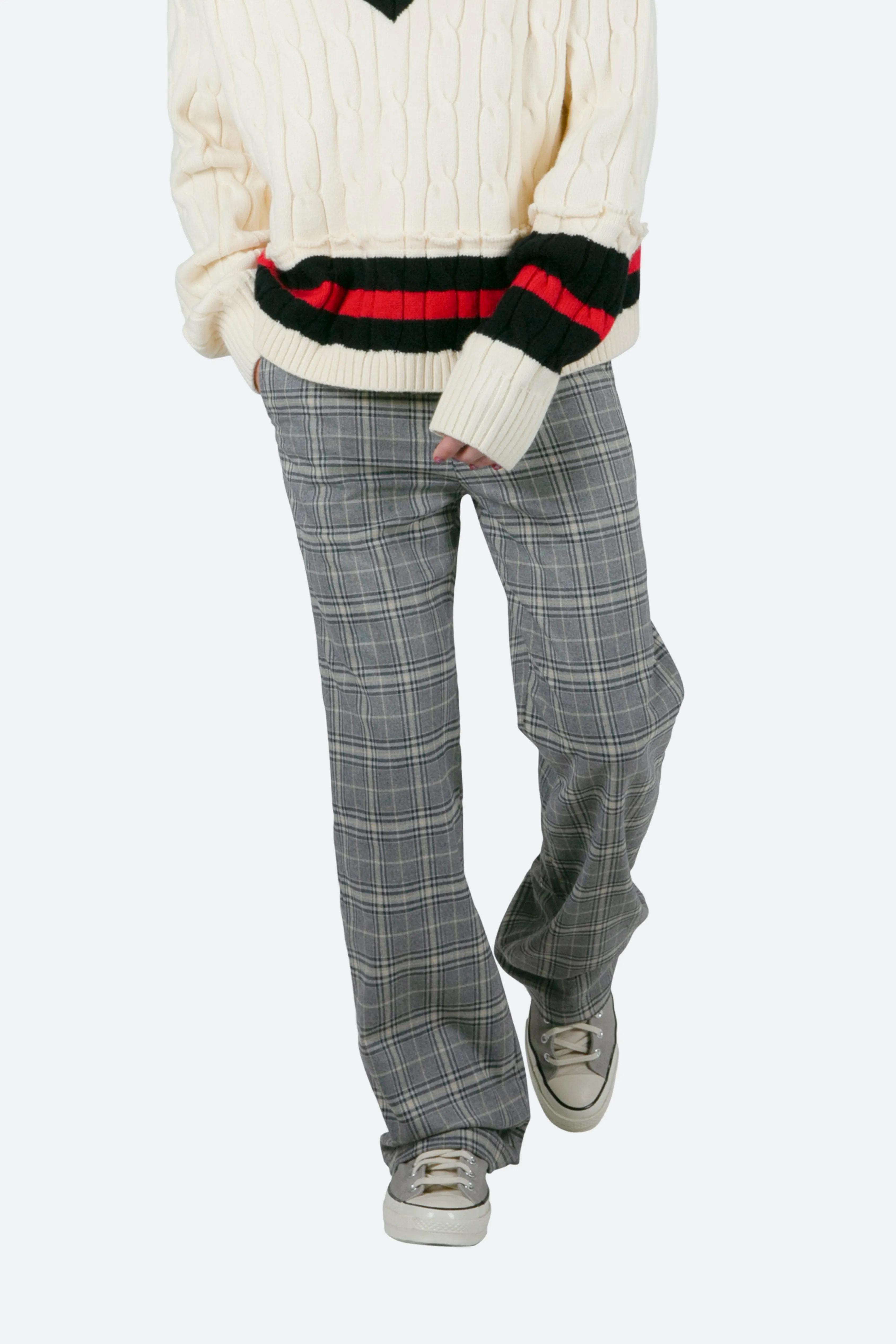 Plaid Baggy Trouser - Grey