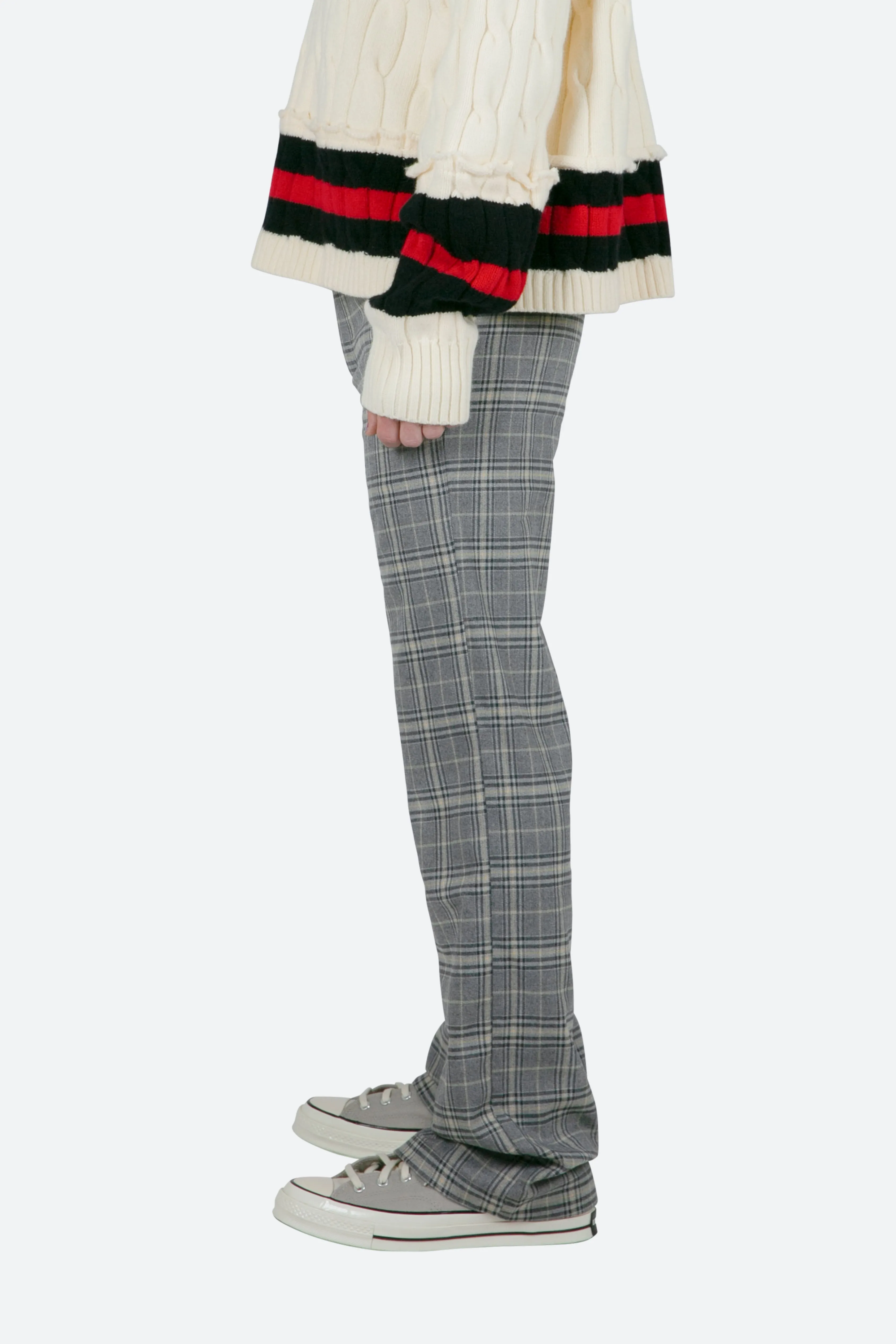 Plaid Baggy Trouser - Grey
