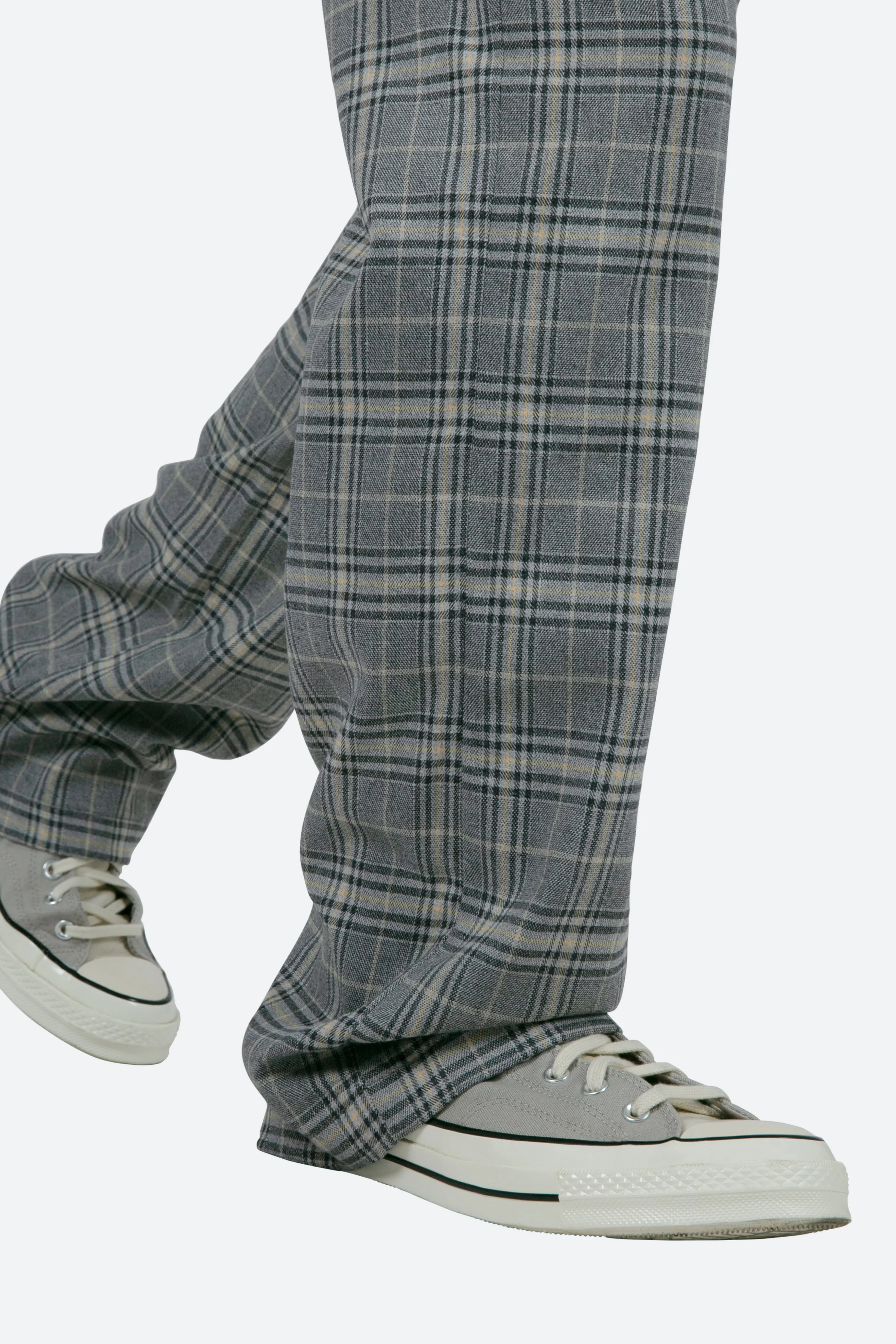 Plaid Baggy Trouser - Grey