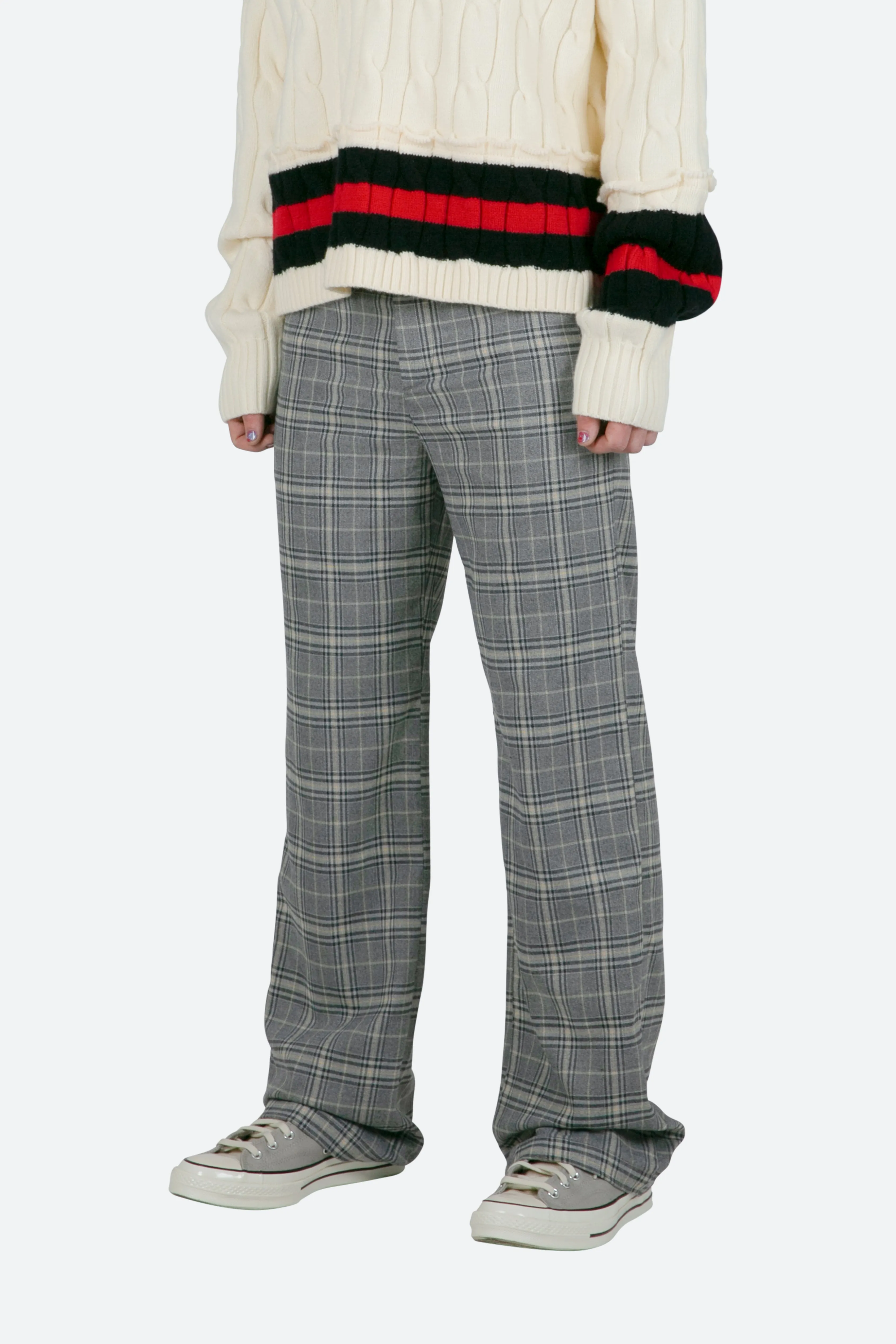 Plaid Baggy Trouser - Grey